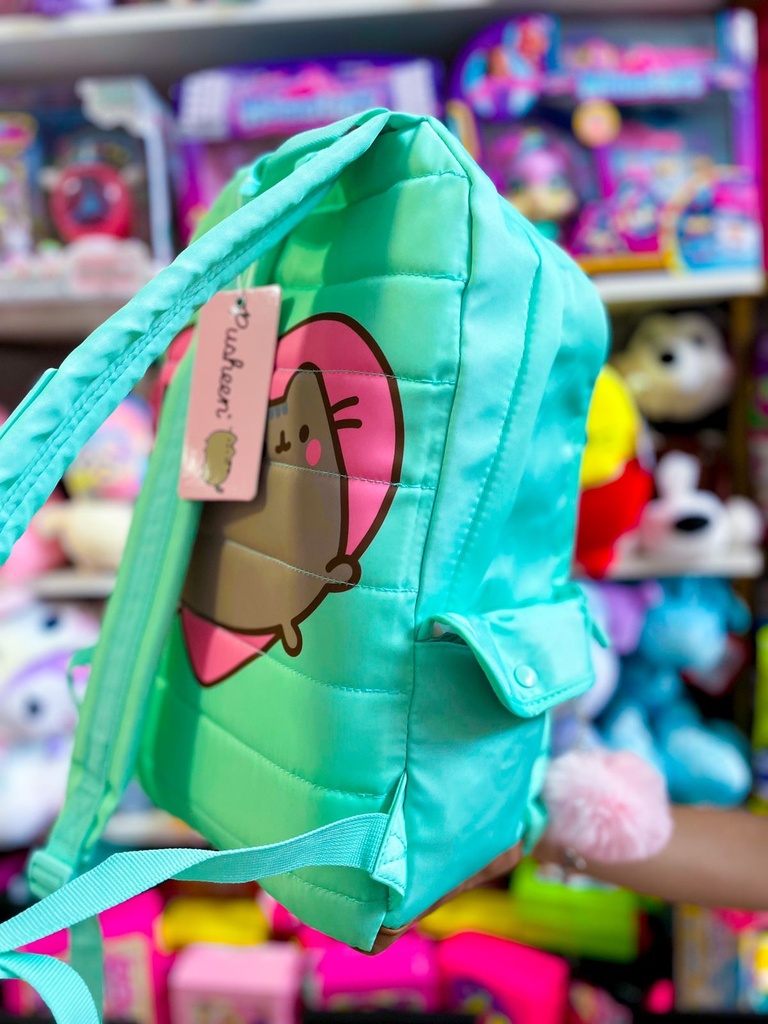 Mochila pusheen verde agua 18"