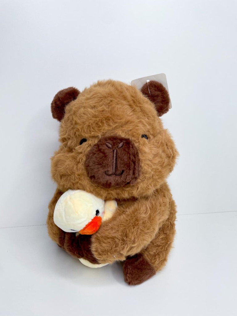 Peluche capybara con pato 20cm