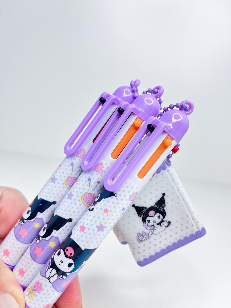 Lapicera de colores con mini libreta kuromi