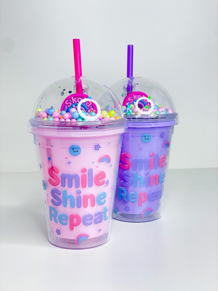 Vaso smile con arcoiris y pelotitas