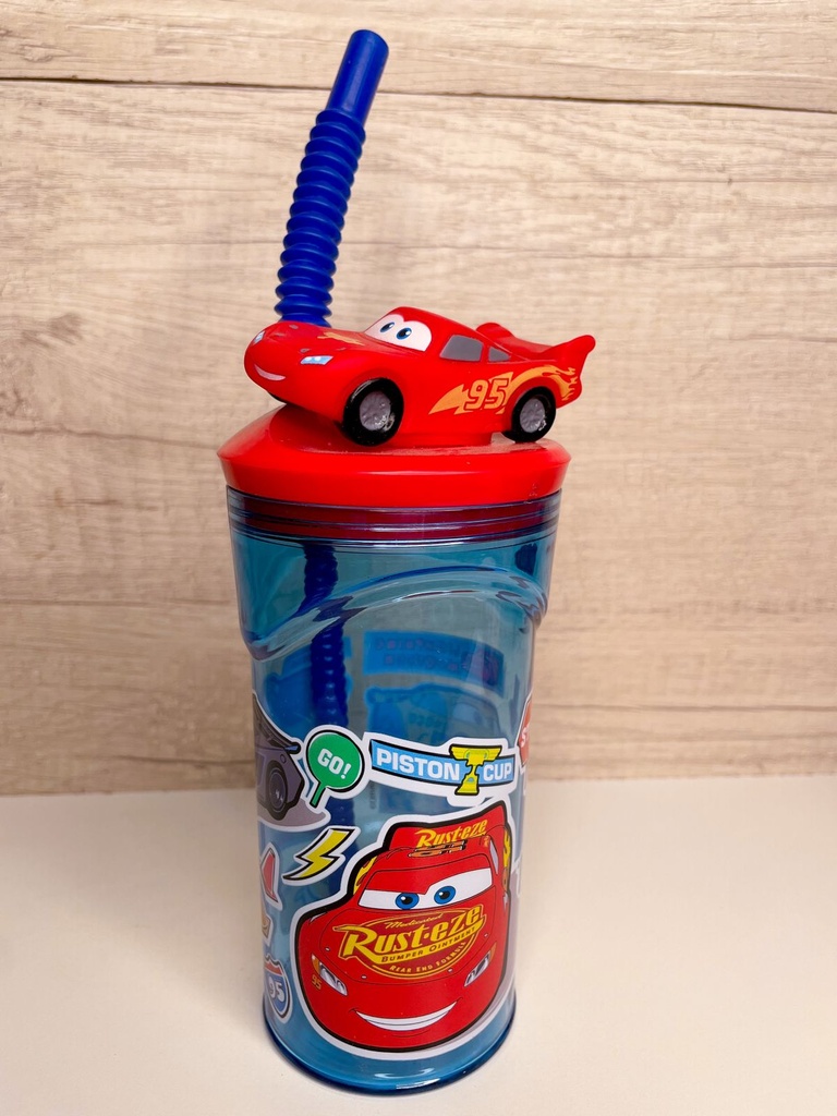 Vaso con bombilla cars