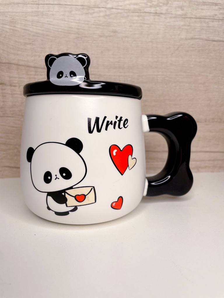 Taza panda c/tapa