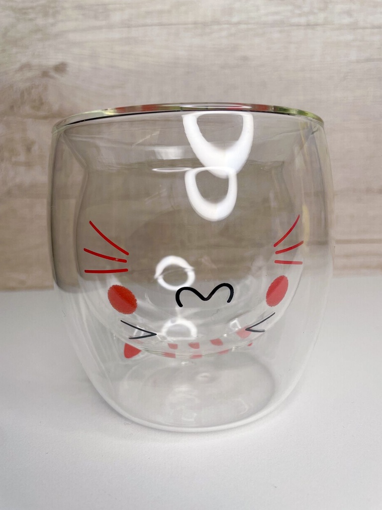 Vaso doble vidrio forma oso y gato