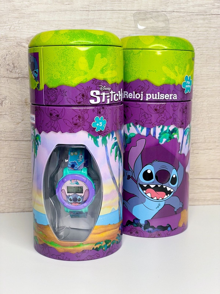 Reloj stitch en alcancia