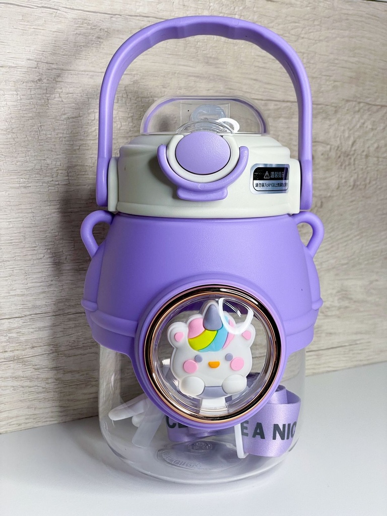 Botella unicornio c/bombilla 900ml