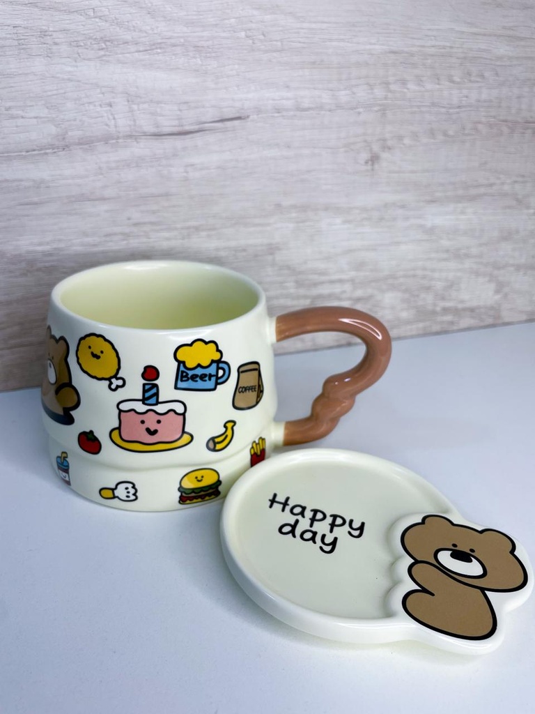 Taza con tapa plato