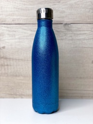 Botella termica con glitter azul