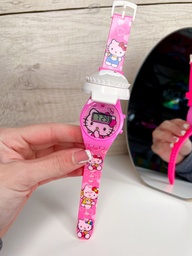 Reloj tapa giratoria con luz san rio kitty kuromi melody cinnamoroll