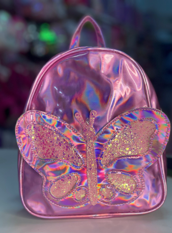 Mochila holografica rosa mariposa Eluney